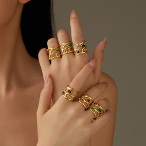 ดีไซน์ใหม่ข้ามพรมแดน สไตล์ยุโรปและอเมริกา ดีไซน์เฉพาะกลุ่ม หรูหราเบาๆ สีโมแอนเดลลี แบบเปิด แหวนไม่ซีดจาง - Product Image 1