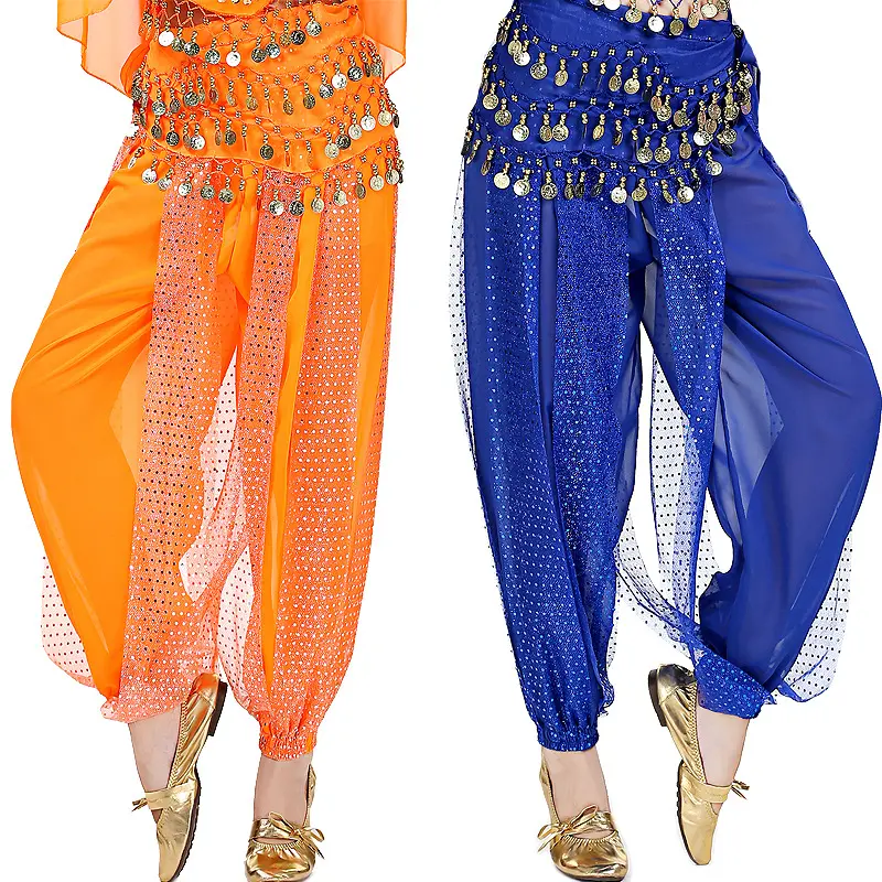 Traje de danza del vientre para mujer, pantalones largos bombachos de talla única, pantalones Tribal de Bellydance, India, bollwood, Oriental, egipcio, Ropa de baile