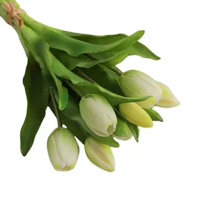 Hochwertige künstliche Silikon-Tulpen blumen Real Touch 7 Heads Bundle Silikon-Tulpe Weiße künstliche Tulpen