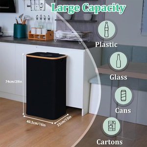 Para <span class=keywords><strong>Amazon</strong></span>, cesta de bambú reciclada, caja de basura de 5L de gran capacidad con tapa tipo prensa, caja de botella duradera plegable para ropa sucia - Product Image 4