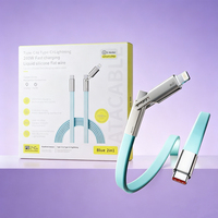 Cable de Datos Plano de Carga Rápida Tipo-C a Tipo-C de Alta Potencia de 1.5m, 2 en 1, en Oferta