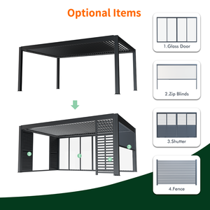 Fabricant de pergolas en aluminium sur mesure, gazebo de patio extérieur imperméable avec toit à lamelles réglables pour projet de jardin ou de villa - Product Image 6
