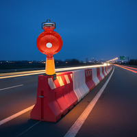 Meilleur prix, cône de signalisation routière à LED clignotante, alimenté par énergie solaire, rechargeable, en matériau PC ABS, ambre rouge, pour routes urbaines