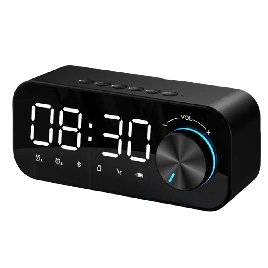 Smart small stereo mini radio card Outdoor phone alarm clock mirror clock gift wireless BT speaker radio