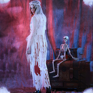 Disfraz de Novia de Halloween, Accesorios de Miedo para Casa Embrujada, <span class=keywords><strong>Escape</strong></span> <span class=keywords><strong>Room</strong></span>, Terror, Material Blanco y Negro - Product Image 3