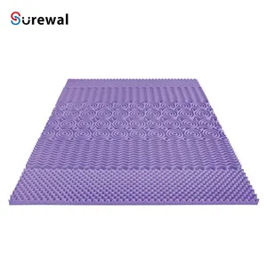 Surewal New designed 5 Zones Customized Lavender Memory Foam Mattress Topper with removable Cover and zipper