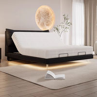 Sommier de lit intelligent moderne avec massage et lumières LED |   Système de sommeil à gravité zéro avec recharge sans fil |   Lit rembourré à commande vocale pour chambre à coucher
