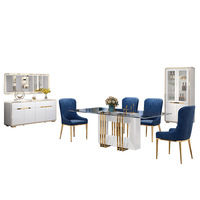 Ensemble table à manger de luxe en verre 5pc 6 places 8 chaises salle complète avec bois pour la maison meubles appartement utilisation