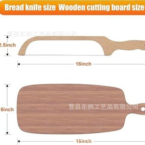 Wooden <b>Bread</b> <b>Knife</b> And Cutting Board Set 12 In Stainless Steel Blade Durable For Home Kitchen Baking - Product Image 5