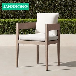 Meubles de salle à manger de patio, table à manger ronde en bois moderne et fauteuils, ensemble de salle à manger en teck pour villa, hôtel haut de gamme, durable en extérieur - Product Image 6