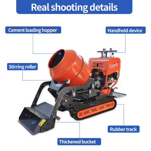 Mini bétonnière sur chenilles diesel avec engrenage sur chenilles 500L Petite bétonnière à chargement automatique pour camion à benne basculante - Product Image 3