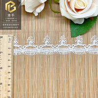 LEIXUSI 3cm Dentelle blanche brodée brillante en polyester soluble dans l'eau, accessoires DIY pour vêtements d'enfants en gros