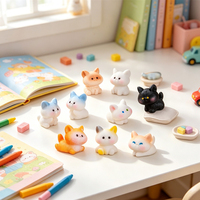 Joli blush en poudre, chat de dessin animé, décoration en résine, petite statue d'animal, bijoux d'art, accessoires pour maison de poupée, décoration artisanale, vente en gros