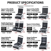 Pembuat Waffle Listrik Komersial Kepala Ganda Stainless Steel Lapisan Anti Lengket Kontrol Suhu Cerdas