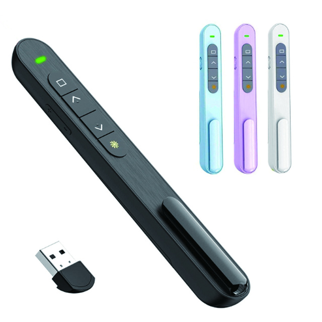 Red Laser Light 2.4G Clip Type Wireless Presenter Pointer with AAA Battery Black 100M Range for Meeting Training