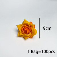 YL Günstige Großhandelspreise Handgefertigte Seiden-Kunstrose Blumenkopf 9cm Durchmesser für Hochzeit und Heimdekoration