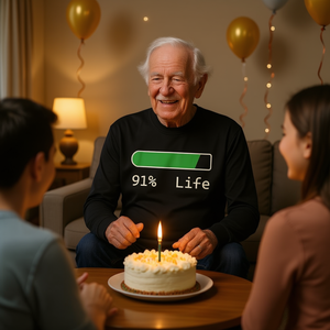 T-shirt à manches longues pour anniversaire de 91 ans, Life Percentage - Product Image 3