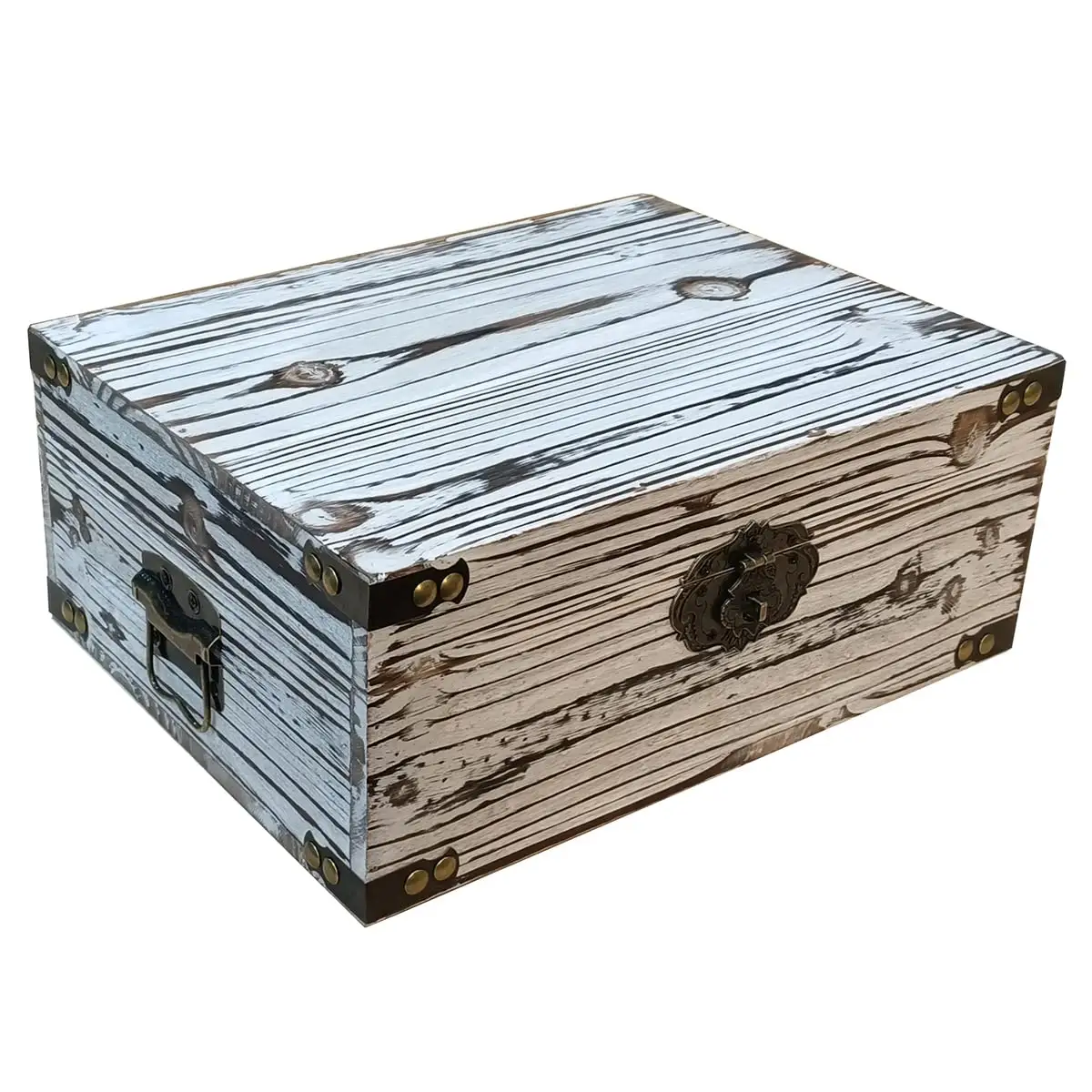 Custom vintage wood storage box with lock solid wood storage box Extra large rectangular wooden box