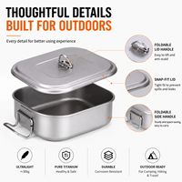 Boîte à lunch en titane pour l'extérieur, 1100 ml, récipient alimentaire pour le camping, boîte de rangement avec poignée pliable, boîte à repas pour la randonnée, OEM ODM