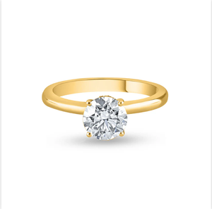 Bague solitaire Moissanite ronde élégante avec des broches solides et une finition lisse conçue pour le glamour quotidien de l'Inde - Product Image 2