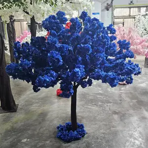 A-1541 mesas de flores de cerejeira para casamento interior decoração árvore 120 cm árvore de mesa artificial azul flor de cerejeira