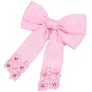 CN Boutique Haarschleife mit langen Bändern, handgefertigte Stoffspitzen-Haarspange, Blumen-Perlen-<span class=keywords><strong>Clip</strong></span> im europäisch-amerikanischen Stil, 4,9 Zoll - Product Image 1