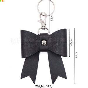 Hr Stocked Pu Elegant Keychain Charm Bag Purse Leather <b>Bow</b> Knot Key Ring for Gifts - Product Image 2