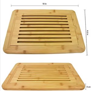 Planche à découper en bambou et bois naturels avec bac à miettes intégré - Product Image 4