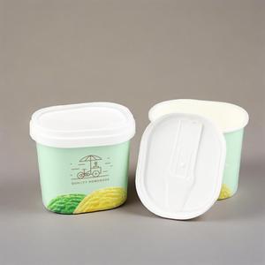 Gobelet en papier personnalisable Bols jetables pour crème glacée au yaourt kraft avec couvercles en PE pour desserts à emporter - Product Image 3