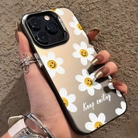 Coque de Téléphone en TPU à Motif Os de Main Dessin Animé pour iPhone 11 12 13 Pro Max 14 Pro Max 15 avec Fleurs