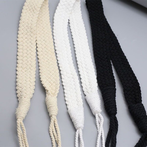 Ceinture nouée pour femme en <span class=keywords><strong>corde</strong></span> 100% coton, style simple et polyvalent, <span class=keywords><strong>avec</strong></span> nœud chinois, pour robes et pulls, nouvelle collection - Product Image 1