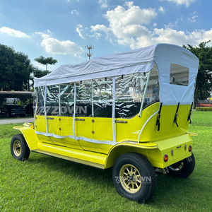 รถยนต์ไฟฟ้าวินเทจสีเหลืองแบบขยายขนาดพร้อมหลังคาสีขาวสำหรับการท่องเที่ยวชมวิวแบบกลุ่ม - Product Image 6