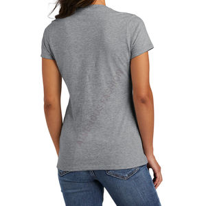 T-shirt pour femme, fabrication sur mesure, col rond, vente en gros, qualité supérieure, coton, haut d'été respirant et infroissable - Product Image 2