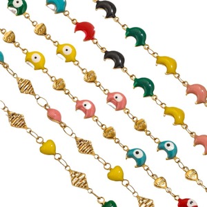 1 M in acciaio inox smalto malvagio occhio turco bracciale gioielli accessori per signore placcato oro collana cavigliera gioielli - Product Image 5