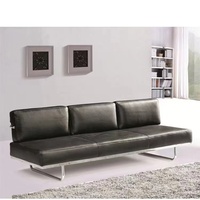 Meubles de salon de luxe en acier inoxydable, ensemble de canapé de bureau en cuir
