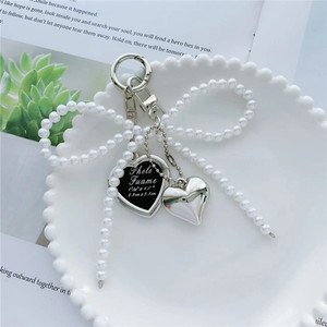 Accessoires pour téléphone portable de style coréen chic, perles roses douces, nœud papillon, porte-clés, cœur 3D, porte-clés pour téléphone portable pour Airpods - Product Image 3