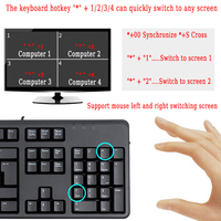 Commutateur KVM 4K @ 60Hz Port USB HDMI Sélecteur 4 en 1 Sortie pour 4 Ordinateurs Partager Clavier Souris Imprimante et 1 Moniteur HD