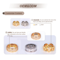 Pabrik Cincin Cz Grosir Kustom Mewah Hip-Hop Berkualitas Tinggi Kuningan Berlapis Emas Zirkon Cincin Fashion Unisex Hadiah Link