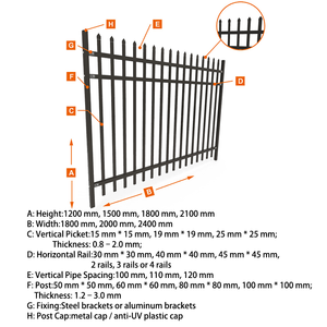 Clôture en acier esthétique thermolaquée ou galvanisée, design intégré, <span class=keywords><strong>portail</strong></span> de parc public de 2,5 m de portée, prix <span class=keywords><strong>usine</strong></span> CE ISO - Product Image 2