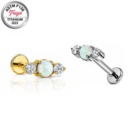 Freya G23 ASTM-F136 Titanium Zircon Ear Helix Cartilage Stud Earrings Labret Lip Internal Thread Wholesale Body Piercing Jewelry