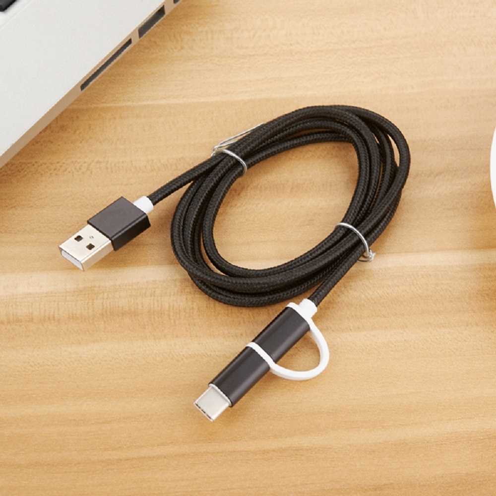 En Nylon Tressé USB C Micro usb type c 2 En 1 mâle à Un câble usb pour téléphone portable Accessoires