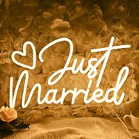 Panneau néon LED « Just Married » avec cœur, 15,75 " x 9,25 ", pour les jeunes mariés et les organisateurs de mariages, idéal pour la décoration de fond de mariage