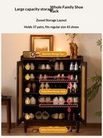 Meuble à chaussures en bois massif de style médiéval, armoire de rangement murale intégrée pour entrée de maison, nouveau modèle 2026, rangement pour entrée