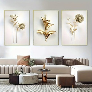Pittura di fiori d'oro pittura di porcellana ancora in vita di cristallo decorazione per la casa di arte della parete - Product Image 5