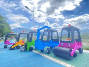 Commercio all'ingrosso di alta qualità blu escavatore giro sul giocattolo parco giochi al coperto attrezzature per bambini in plastica auto - Product Image 6