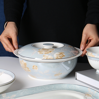 Service de table en porcelaine fine de luxe moderne personnalisé, style chinois, vaisselle en porcelaine osseuse pour mariage