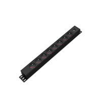 Multiprise industrielle robuste de type E (6 prises) de 5 m, protection contre les surtensions, compatible montage en rack 1U, pour transmission électrique