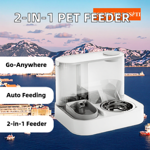 Vente en gros deux-en-un automatique et portable en plastique pour chiens et chats Mangeoire solide intégrée pour l'eau et la nourriture avec fonction de charge - Product Image 3