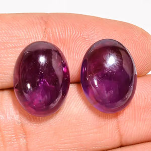 คู่ของอเมทิสต์สีม่วงขนาด 19.5 16X12X7 มม. แบบคาโบชอง ขัดเงาด้วยมือ สำหรับทำเครื่องประดับ DIY รูปทรงวงรีธรรมชาติ GPJ-1145 - Product Image 3
