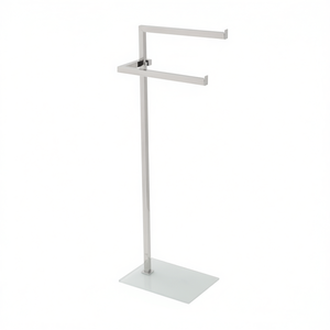 Porte-serviettes sur pied en acier avec base en verre, chromé gris, longueur 28 cm, largeur 20 cm, hauteur 86 cm - Product Image 3